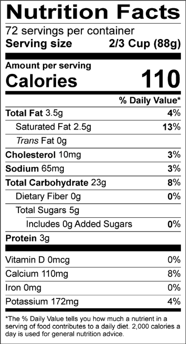 Black Cherry Nutrition Label