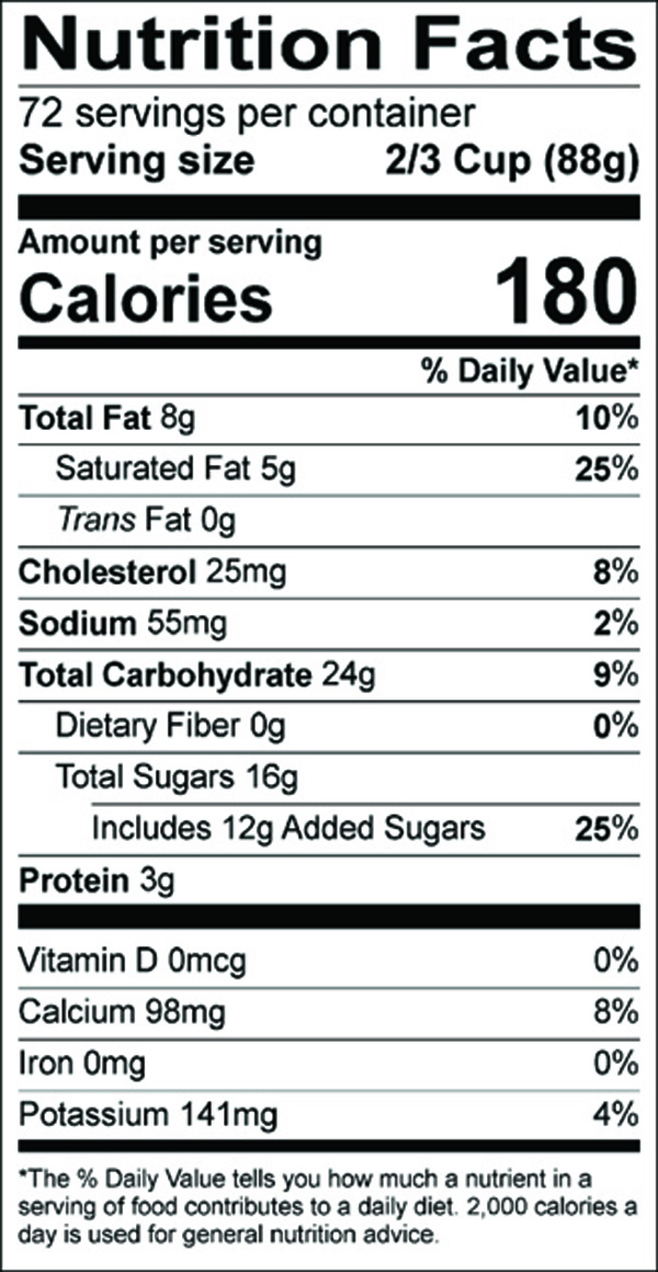 Black Cherry Nutrition Label