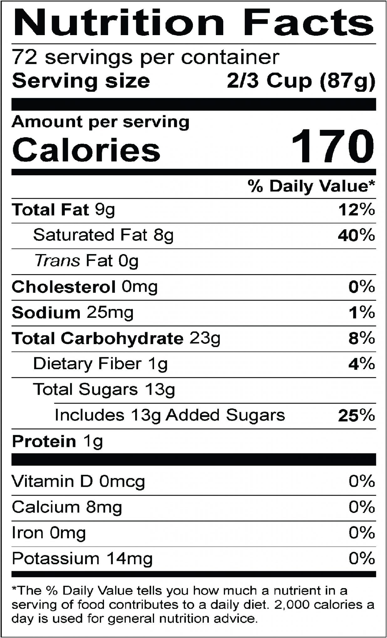 Vanilla Nutrition Label